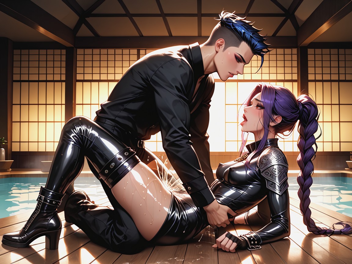 Massive Knee Length Braided Ponytail, Spacious Skyscraper Bathhouse, Interior Hentai IA