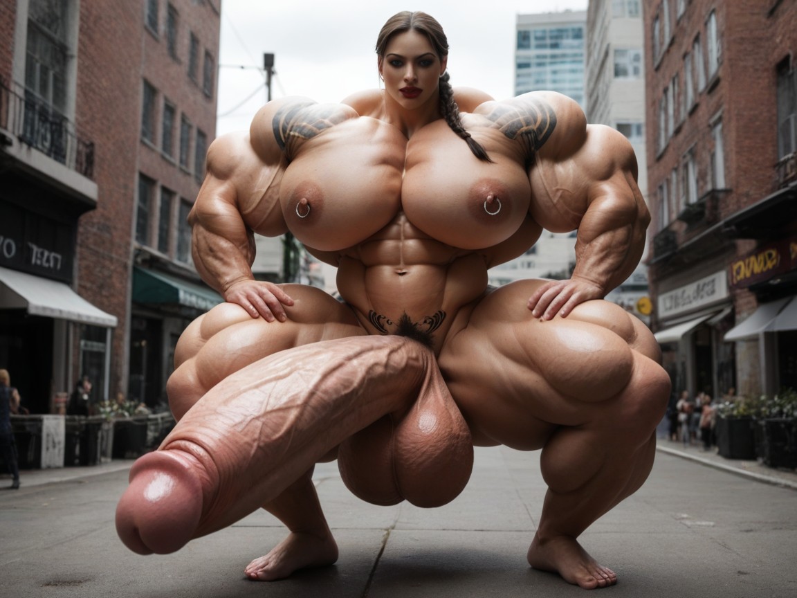 Balls Are Big Enough To Touch The Floor, Extremely Tick Penis, Super Gigantic Muscles Shemale AI Porn