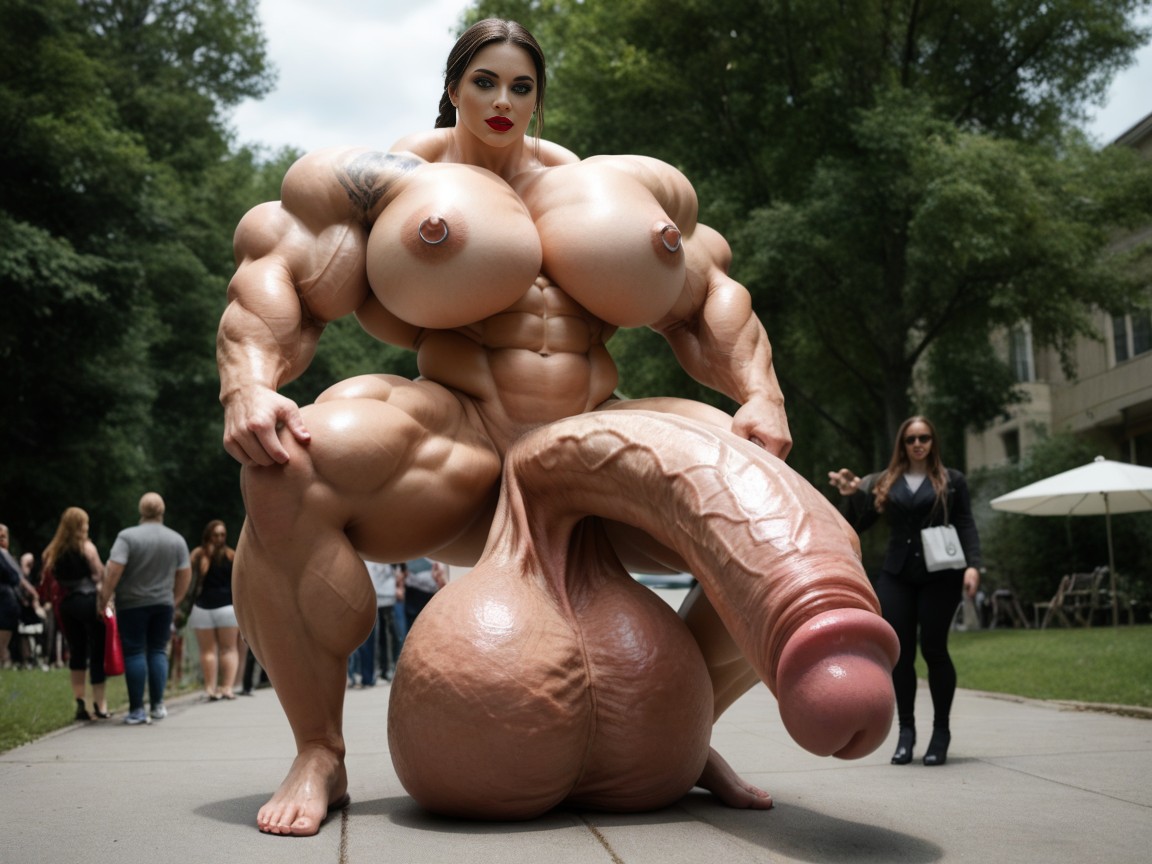 Gigantic Lips, Massive Muscles, Outdoors Shemale AI Porn