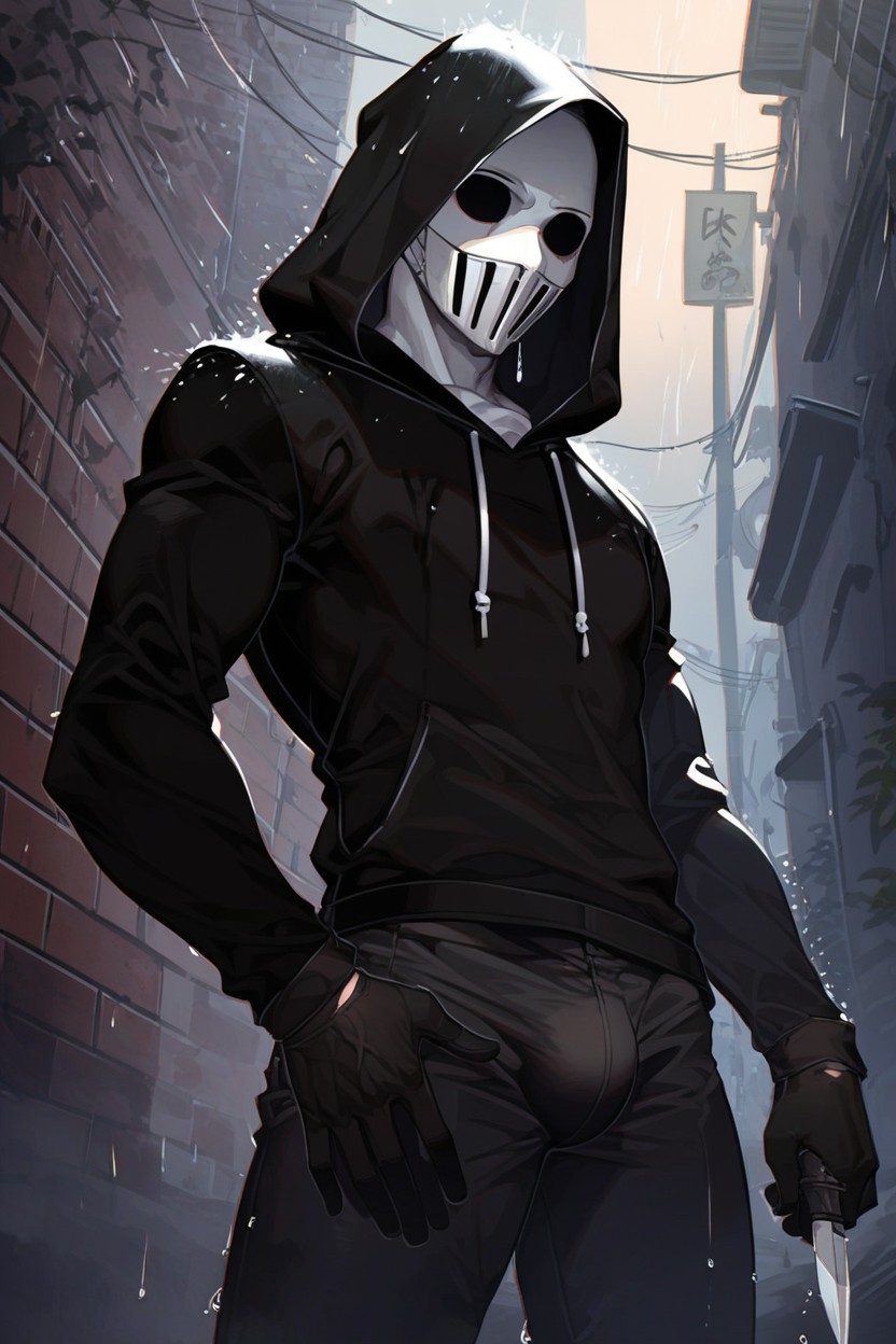 Man, Black Glove, White Mask AI Gay Porn