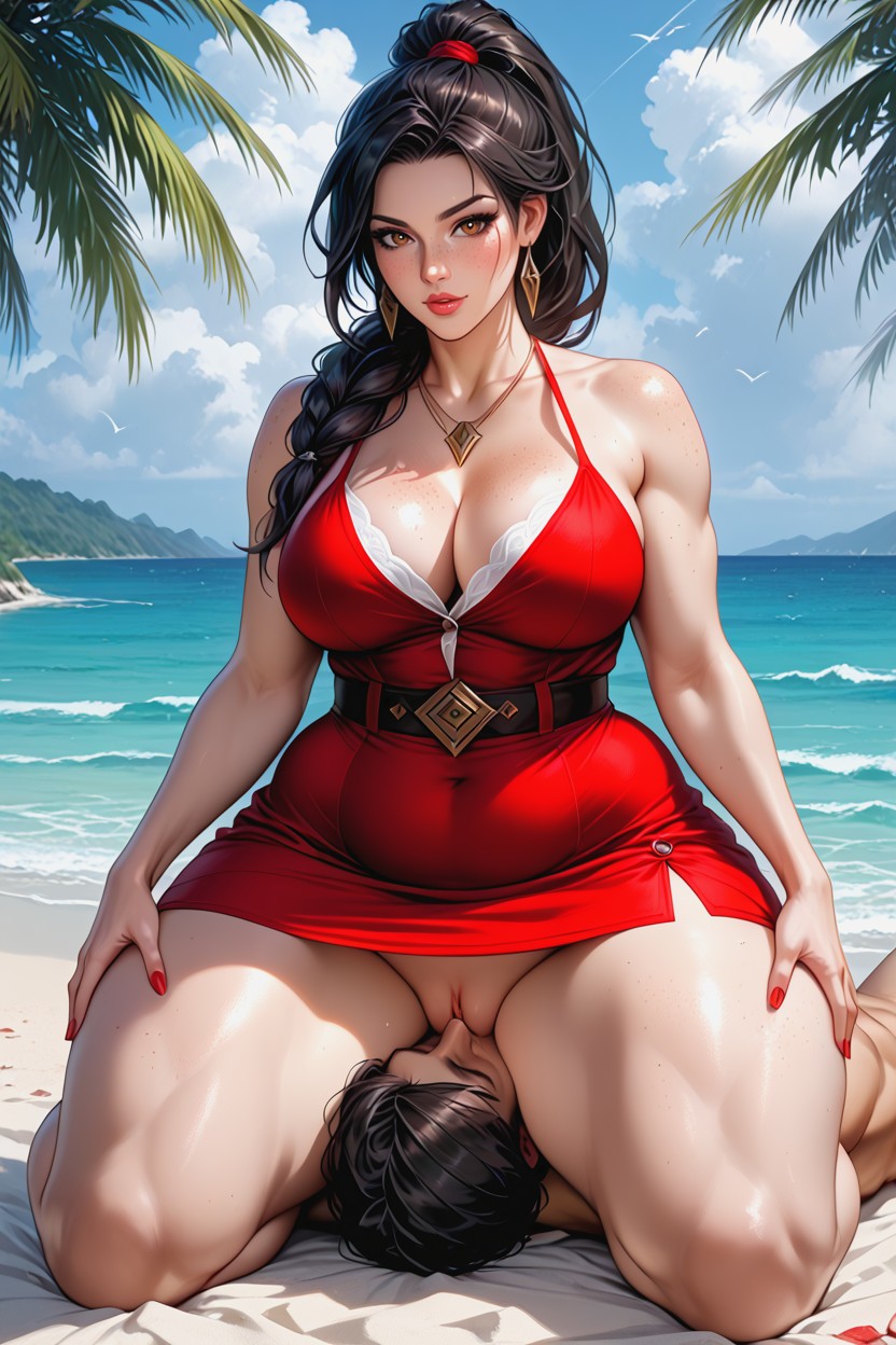 Six Pack Abs, Belt, Cleavage Porno IA
