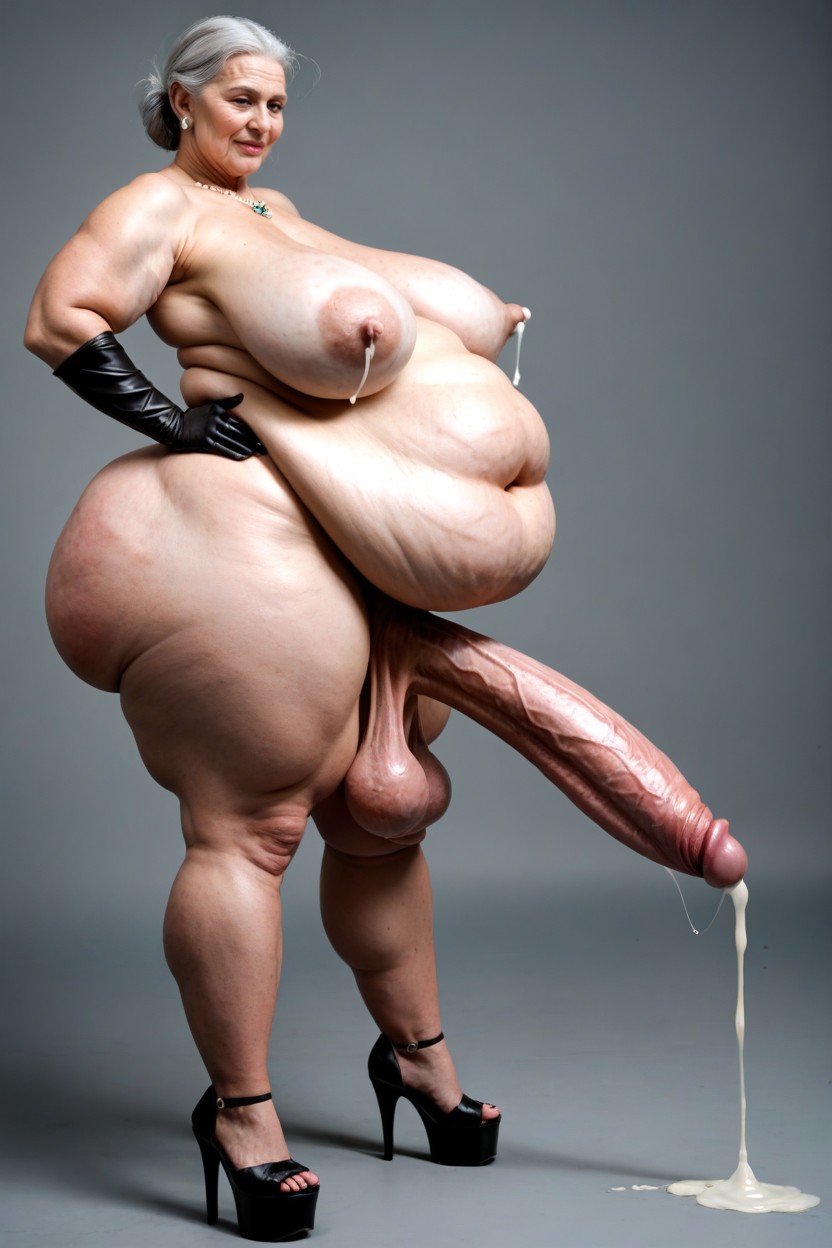 Slicked, Extremely Large Ass, Stretch Marks On Thighs Shemale AI Porn