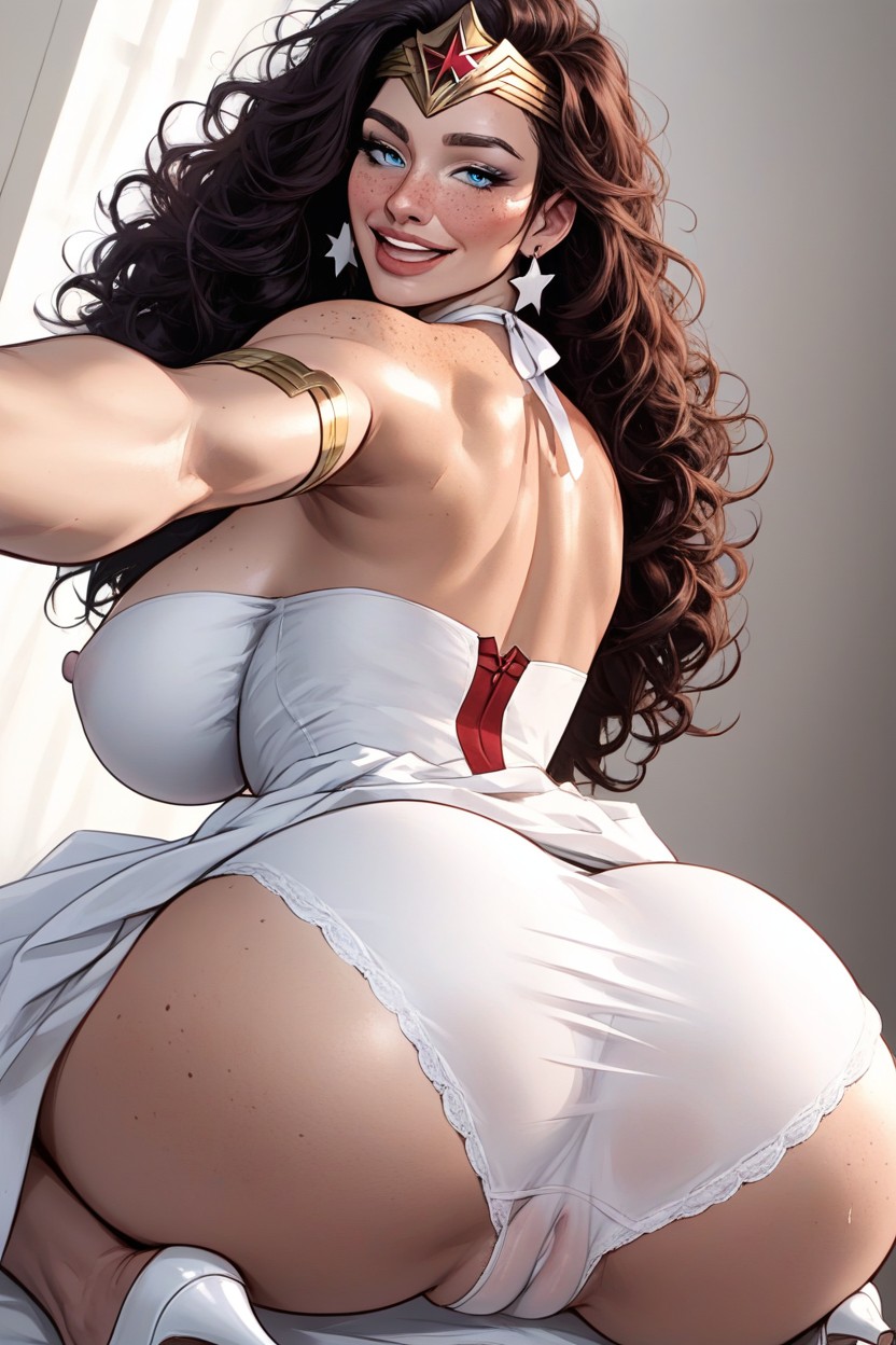 Round Bubble Butt, Massive Breast, Blue Eyes AI Porn