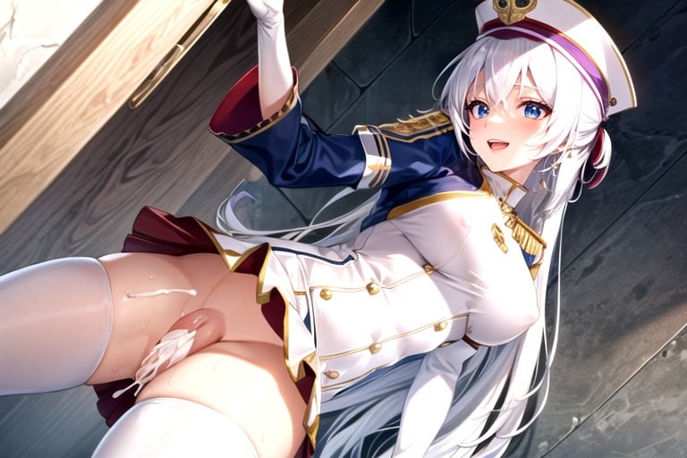 Decorative White Collar With Gold Line Edge, With Gold Line Edge, Detailed Hentai AI Porn