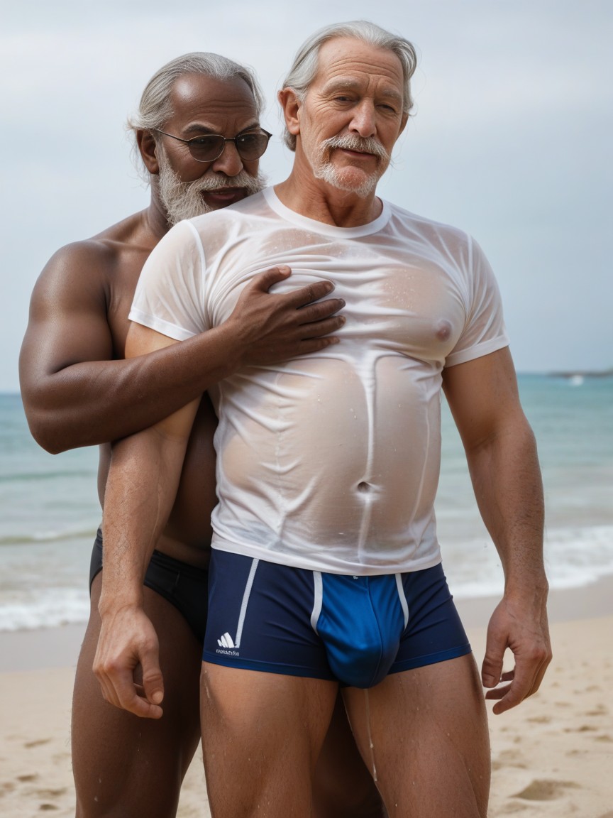 50+, Beach, Fit AI Gay Porn