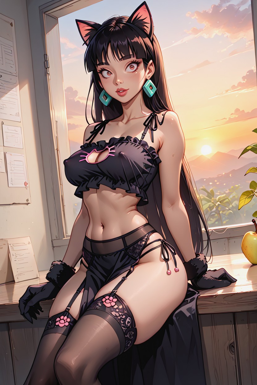 Ass Bigger Than Torso, Sitting On Counter, Overflowing Cubby Belly AI Porn