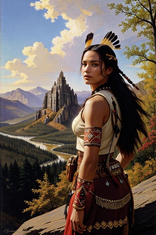 Amber, Her Gaze Determined, And Crimson The Lighting Is Dappled AI Porn
