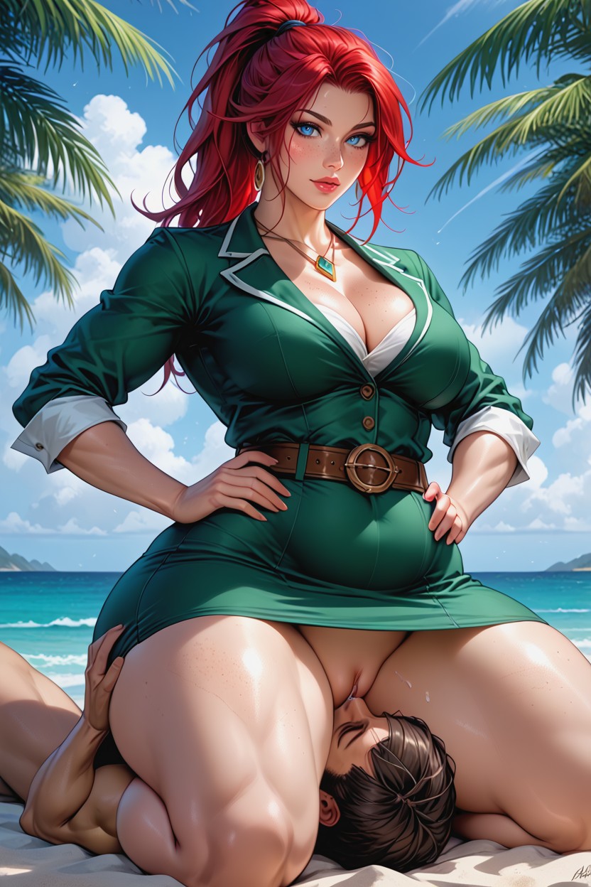 Cleavage, Pussy Vulva, Beach AI Porn
