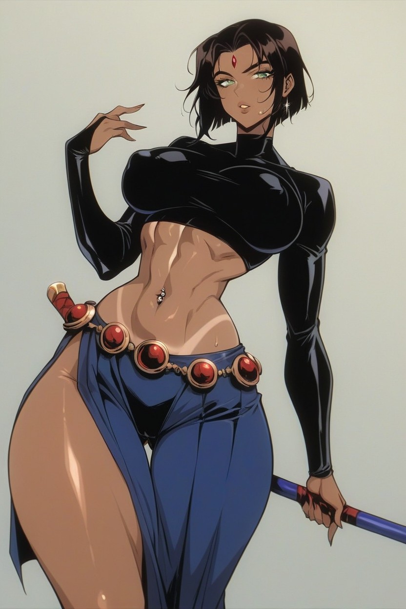Navel Piercing, Thigh Gap, En Sueur Porno IA Hentai