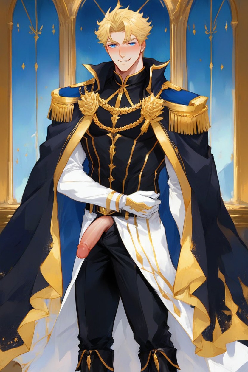 Royal Palace Interior Background, Royal Cape, Blonde Hair AI Gay Porn