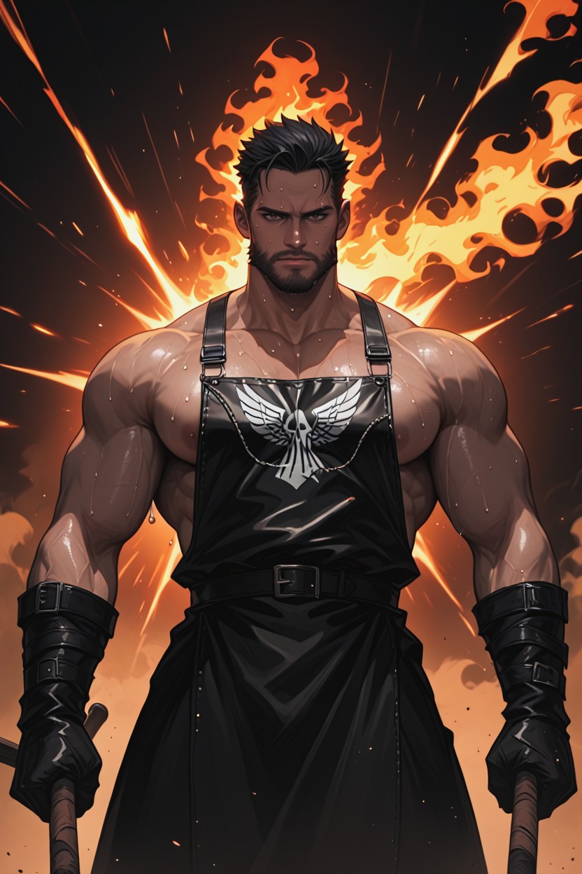 Realistic Texture, Shadowy Background, Massive Male Blacksmith AI Gay Porn