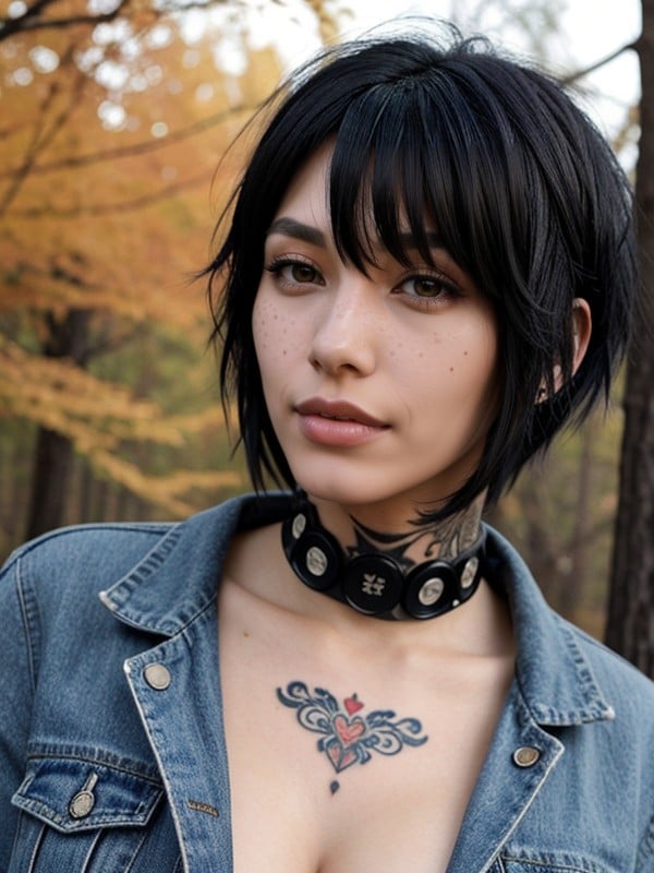 Emo Fringe Haircut, Long Neck, Egirl AI Porn