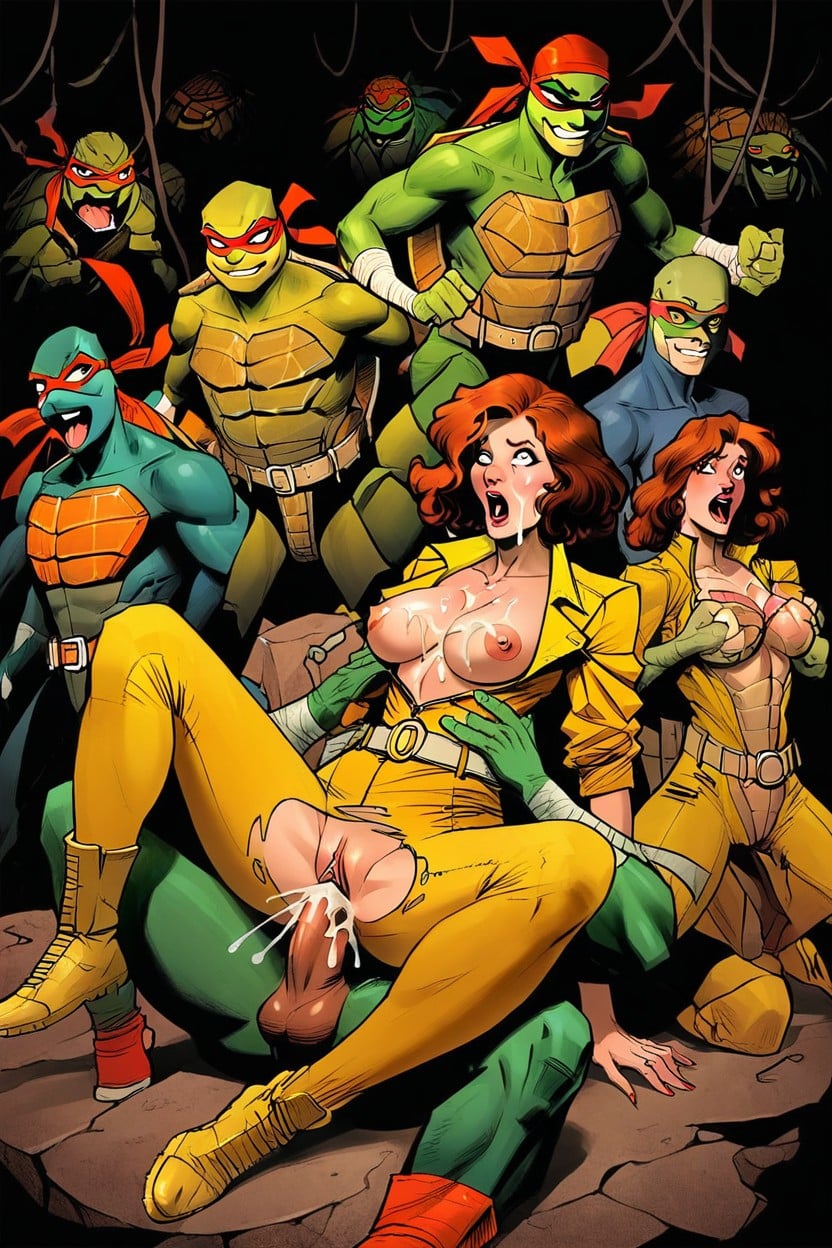 Female Face, Realistic, Gang Of Tmnt Fucking Her Porno IA