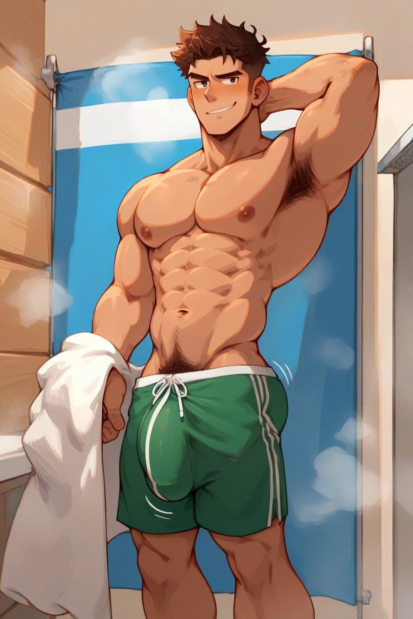 Drying Himself With Towel, Shy, Smug AI Gay Porn
