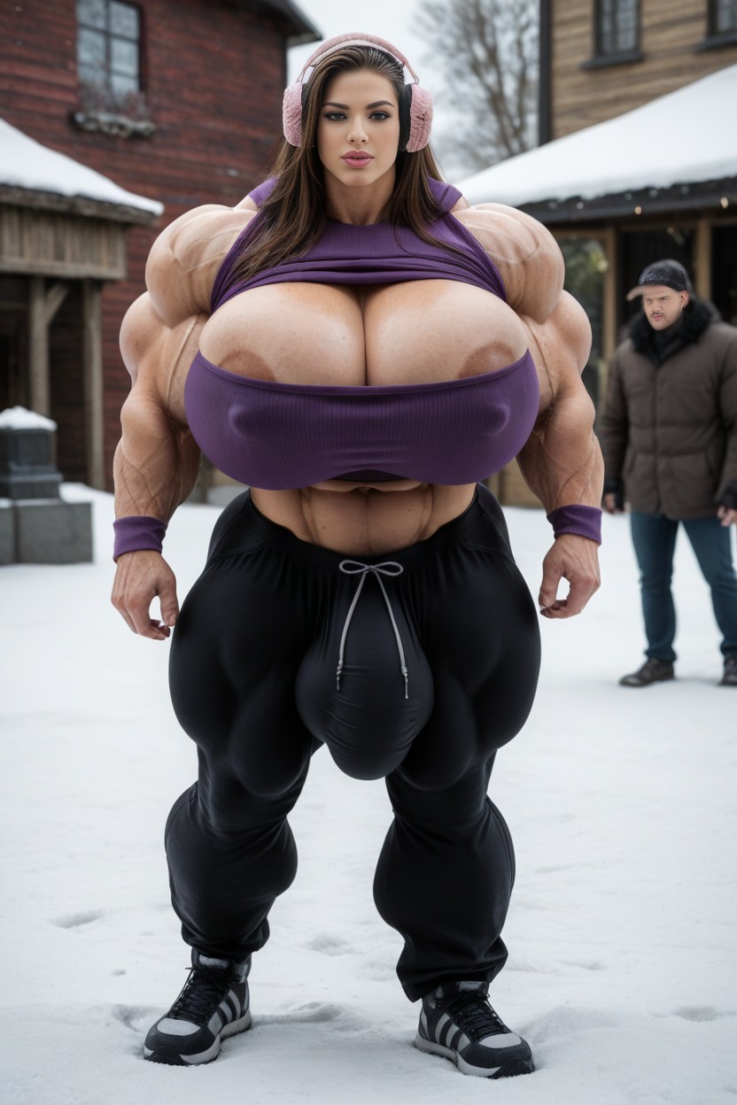 Gigantic Trapezius, Gigantic Pectoralis Major, Massive Rounded Bimbo Lips Shemale AI Porn