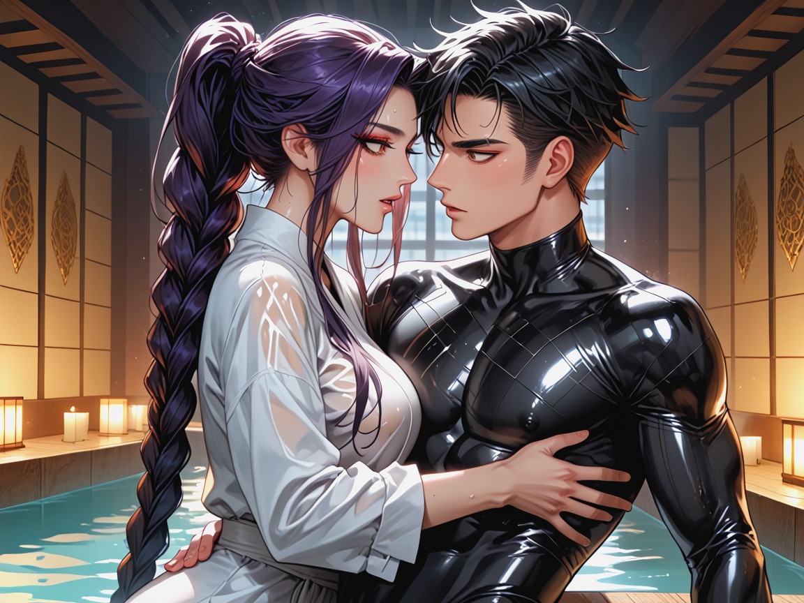 Black Eyeshadow, Ponytail Extends From Forehead, Moaning Hentai AI Porn