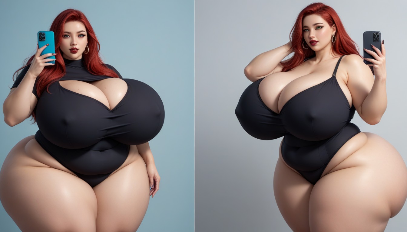 複数の視点, Most Hyper Ultra Mega Busty Woman Ever To Be Seen, セルフィー BBW AIエロ