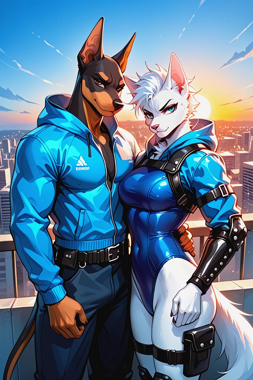 White Fur, Very Muscular, Two Characters Hentai AI Porn