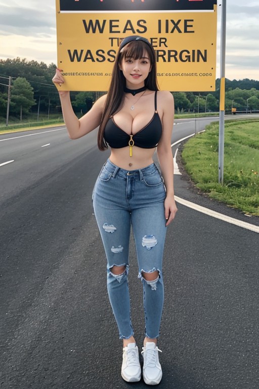 Feliz, Extremely Pale Skin, Standing Pose Porno IA