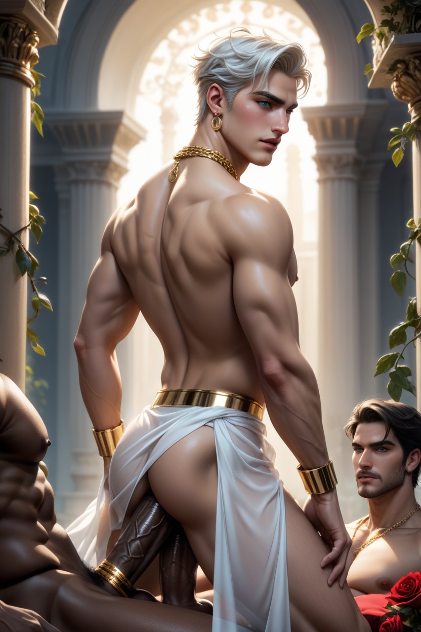 Fountains And Red Roses, Side View, Doggystyle AI Gay Porn