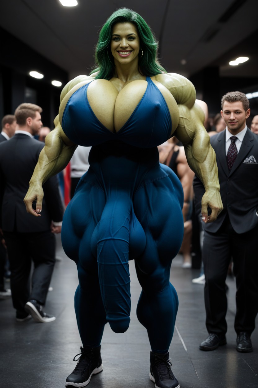 Massive Ass, Black Hair, Hyper Huge Muscles Shemale AI Porn