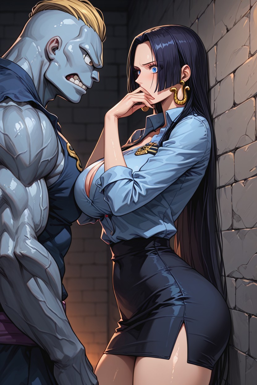 Huge Veiny Cock, Thighs Showing, Eyes Wide Open Hentai IA