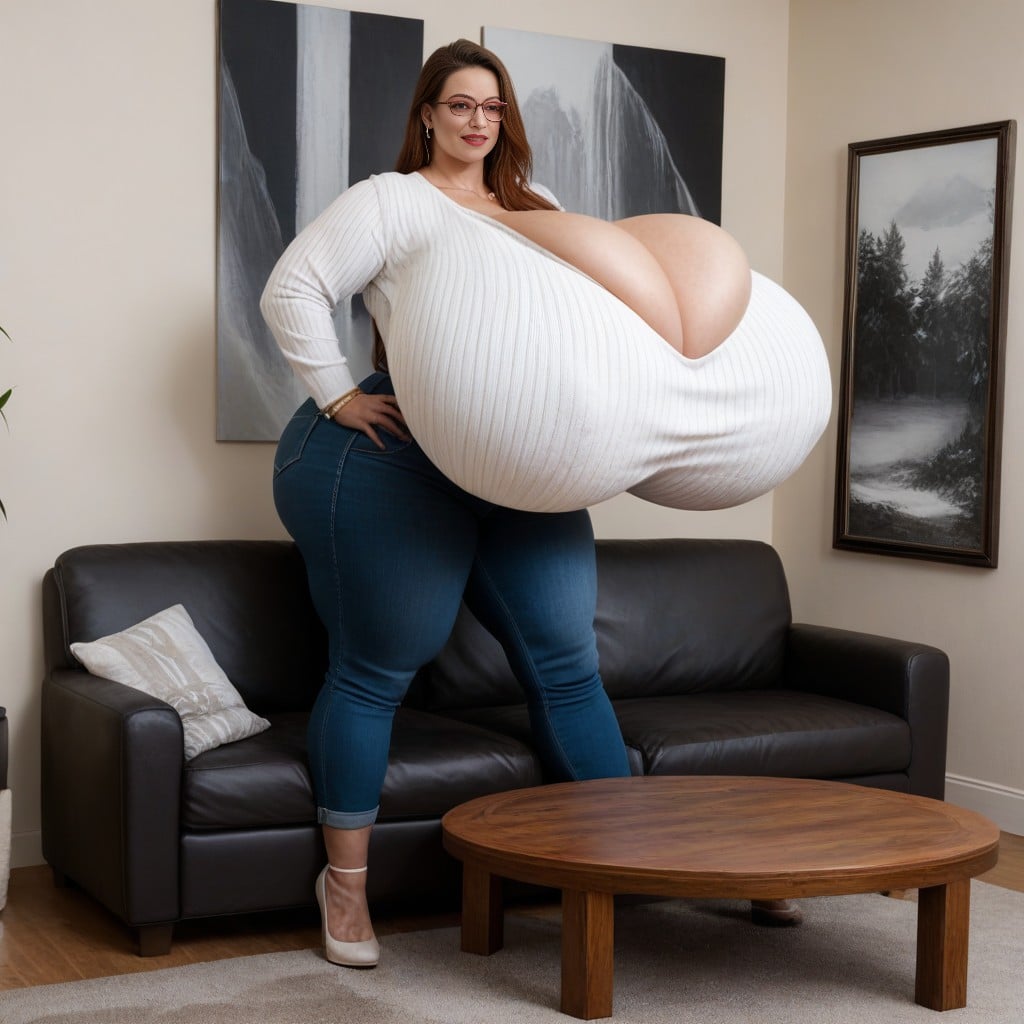 50+, Living Room, Colossal Breast AI Porn