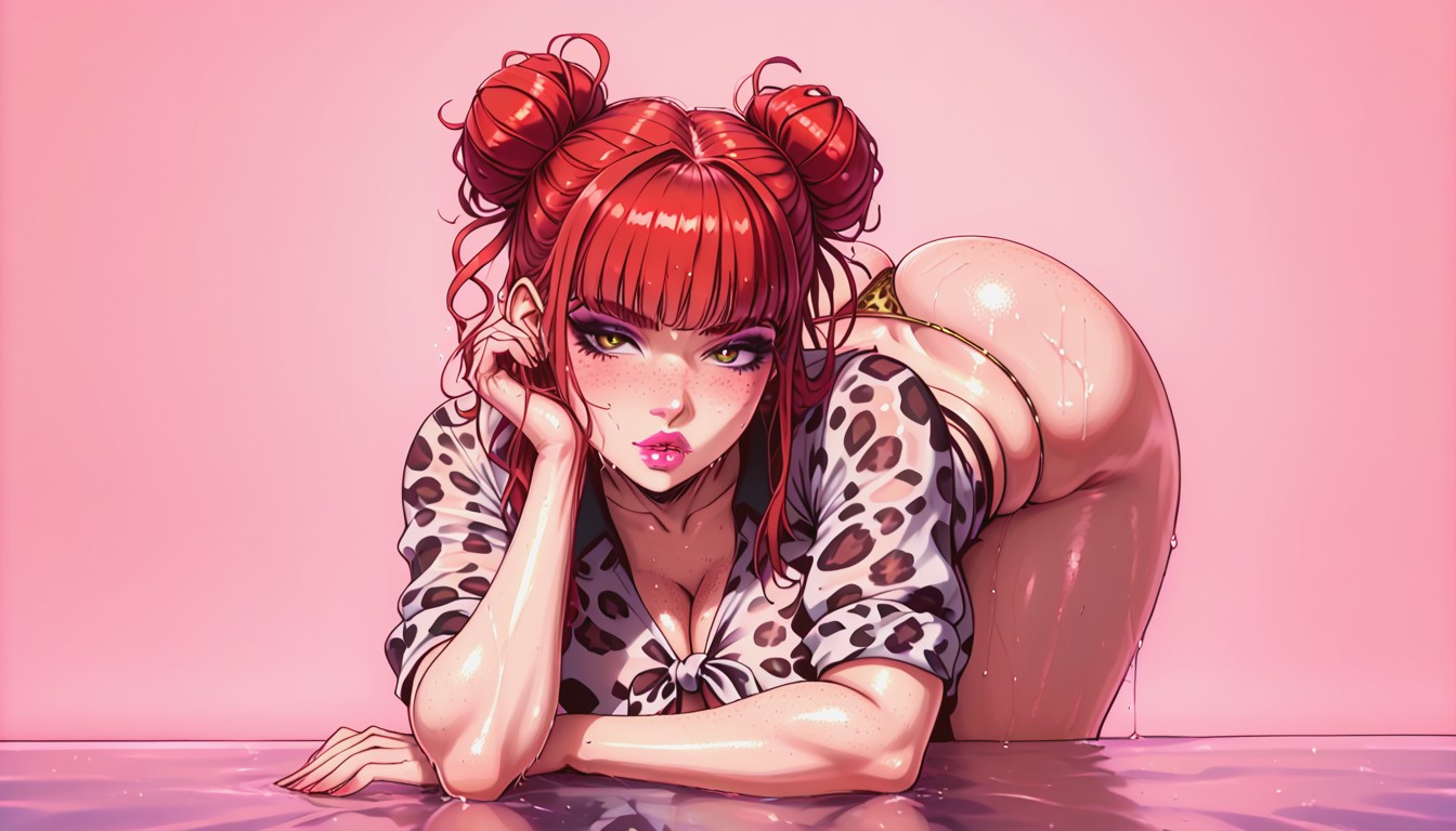 Hair Bun, Redhead, Voluptuous AI Porn