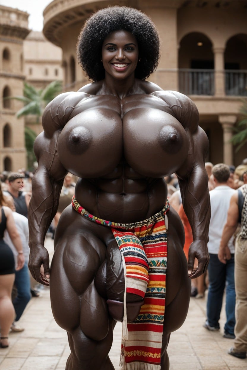 Smiling, Gigantic Enormous Biceps, Gigantic Abs Shemale AI Porn