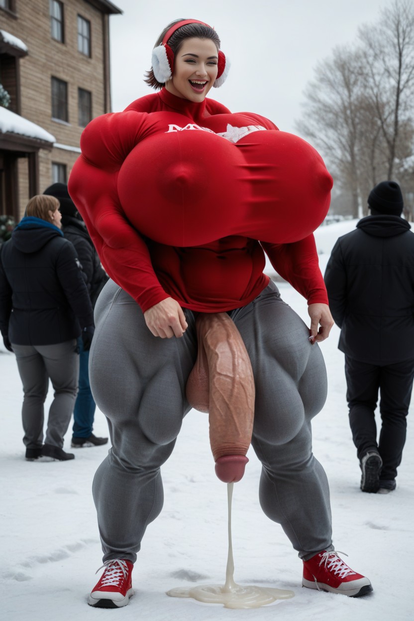Gigantic Enormous Biceps, Laughing, Extremely Muscular Shemale AI Porn