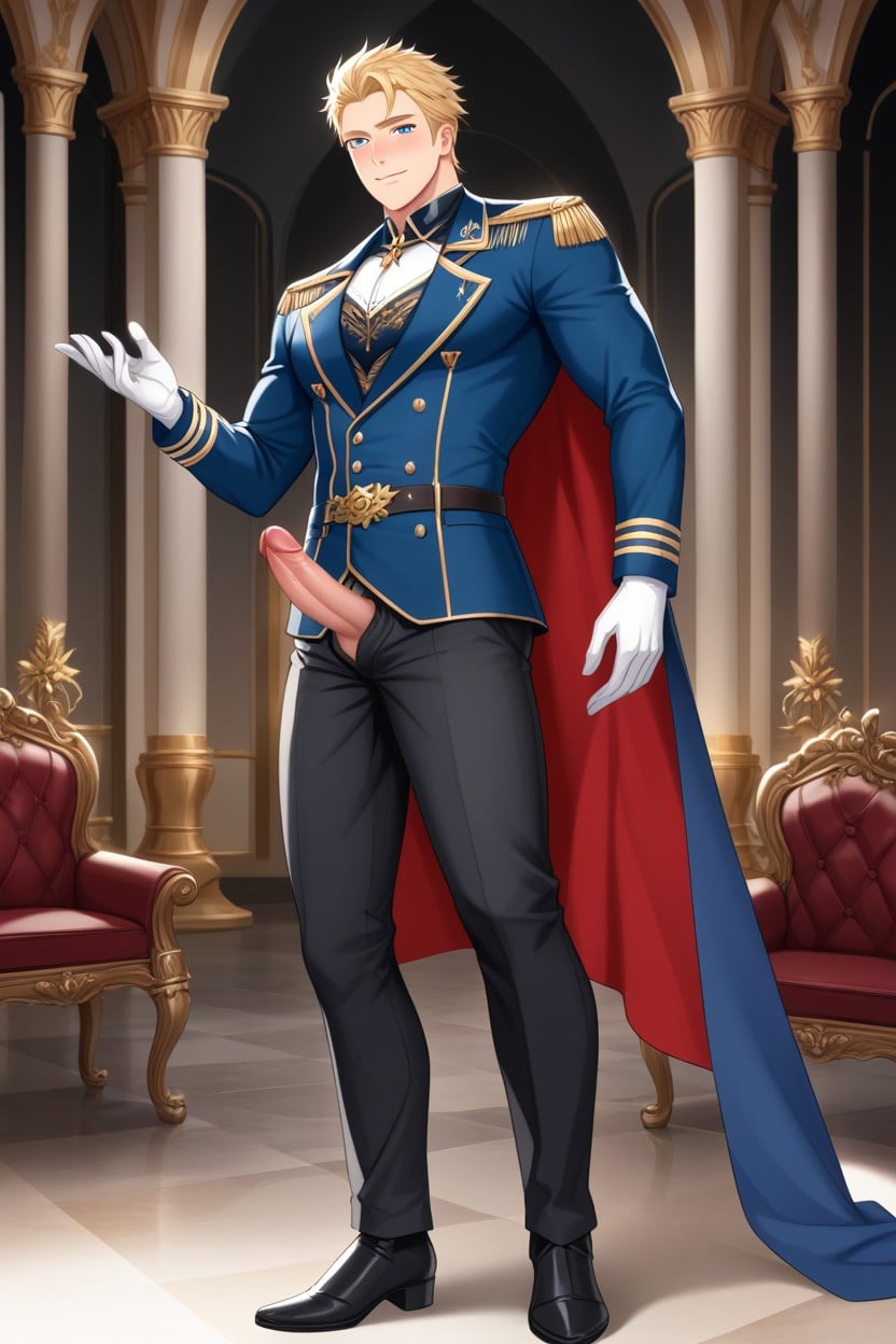 Medium Penis Size, One Man, Fancy Royal Belt AI Gay Porn