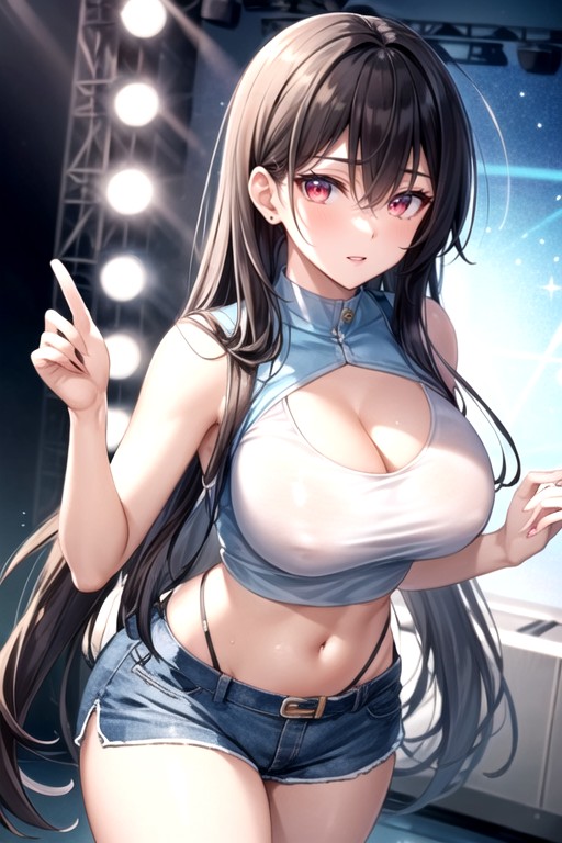 Straight Hair, Bare Midriff, Ultra Detailed Hentai IA