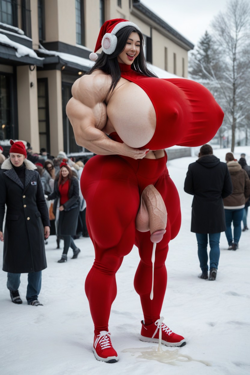 Gigantic Pectoralis Major, Hyper Massive Muscles, Erected Cock Shemale AI Porn