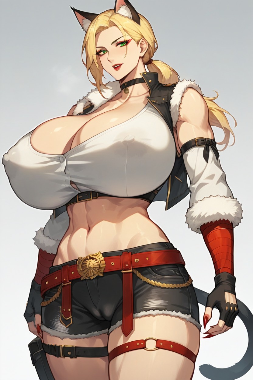 Legband, Red Eyeliner, Feline Tail Hentai AI Porn