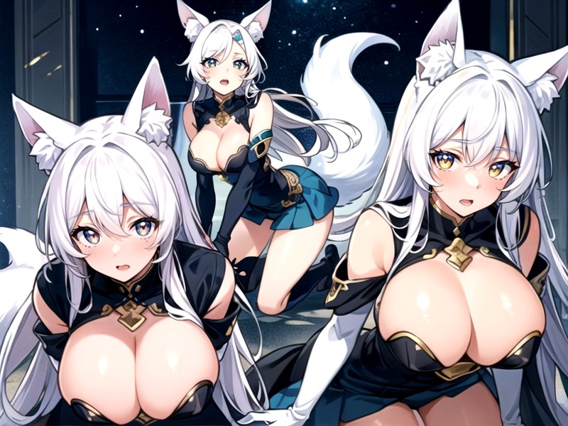 Super Detailed Skin, Girls, Gold Eyes Hentai AI Porn