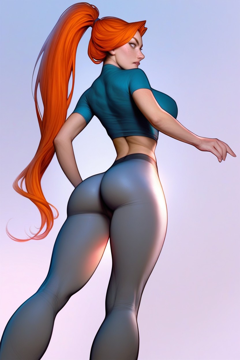 Looking Down At Her Ass, Plain Background, Detailed AI Porn