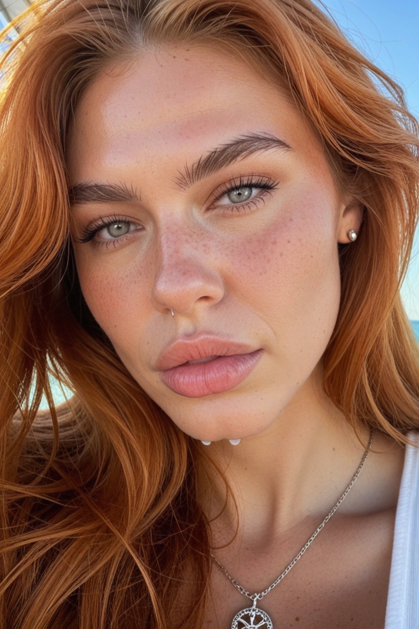 Realistic Pores, Jengibre, Sweaty Skin Porno IA
