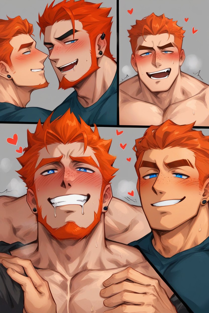 Facial Hair, Slightly Drooling, Horny AI Gay Porn