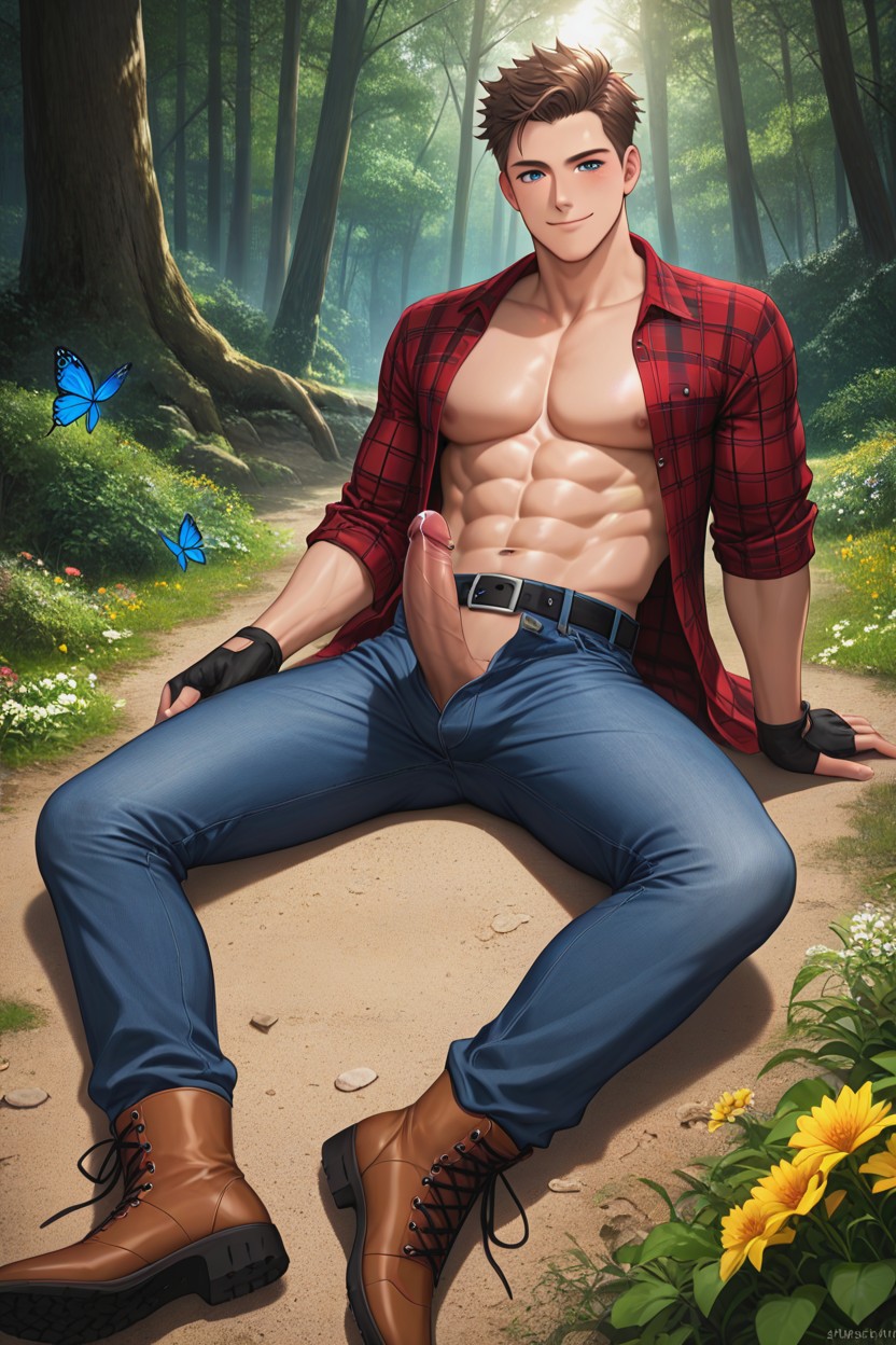 Sun Rays, Large Long Penis, Six Pack Abs AI Gay Porn