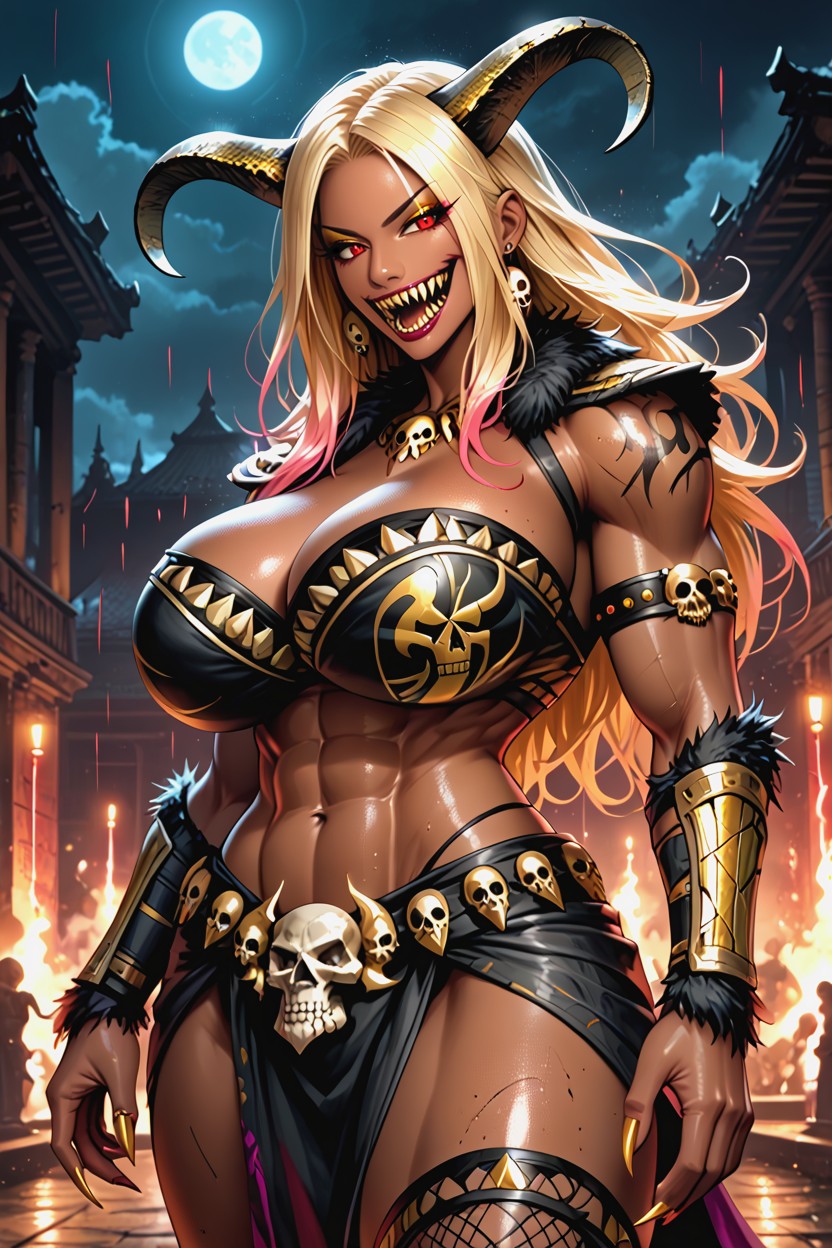 Red Eyes, Dark Ebony Skin, Red Rain AI Porn
