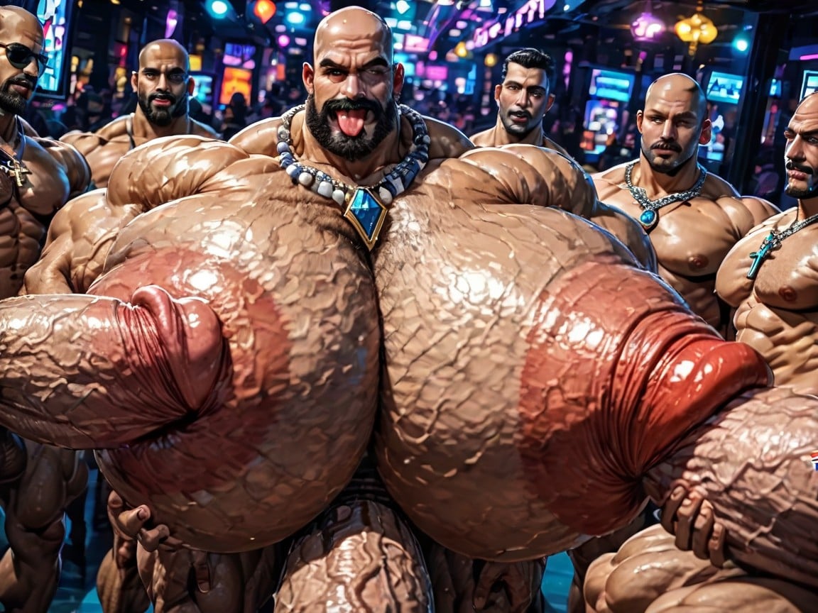 Focus Under Boob, Side View, Erect Penis AI Gay Porn