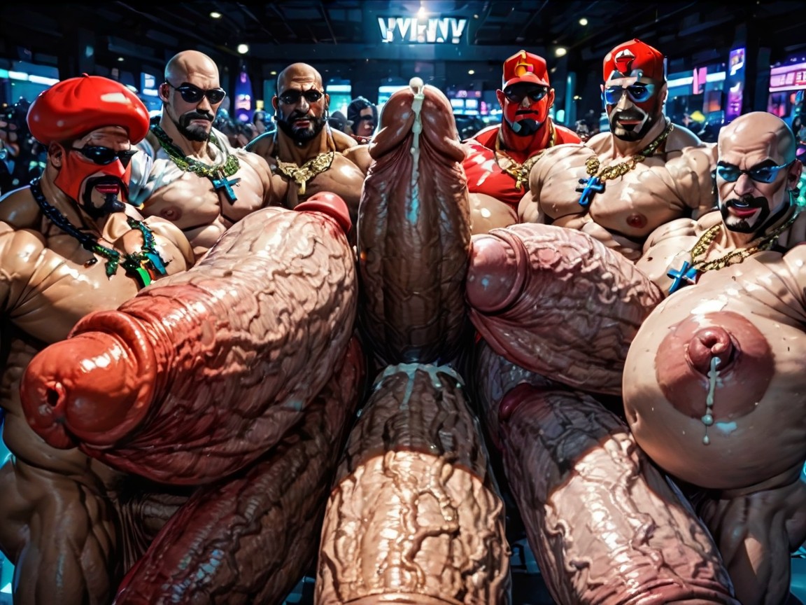 Massive Thick Bulky Hairy Muscles, Huge Hyper Areola, Sweaty AI Gay Porn