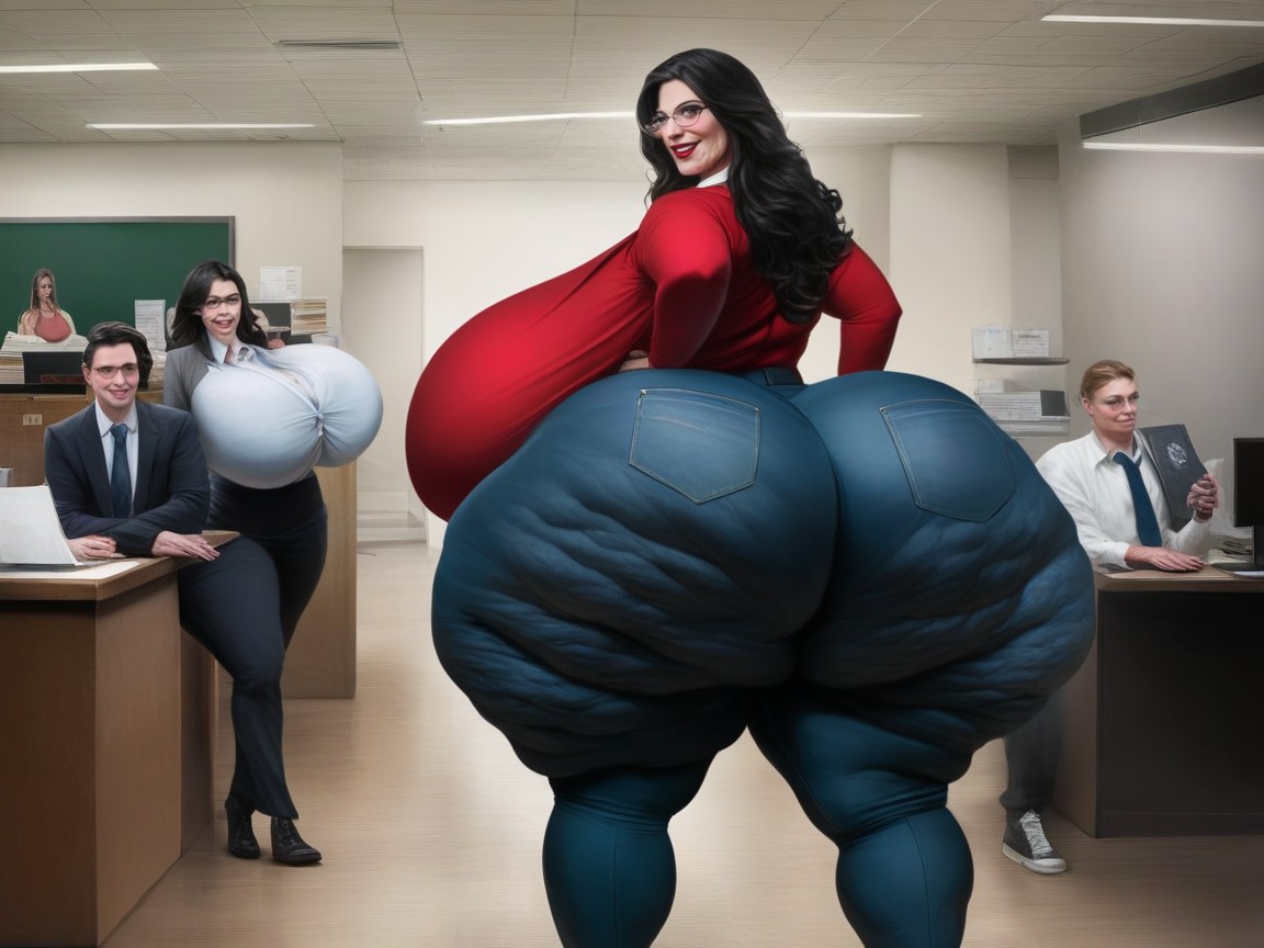 Extremely Wide Hips, Super Thick Thighs, Long Hair AI Porn