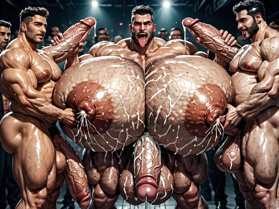 Wide Angle, Many People Around, Impossibly Long Hyper Penis AI Gay Porn