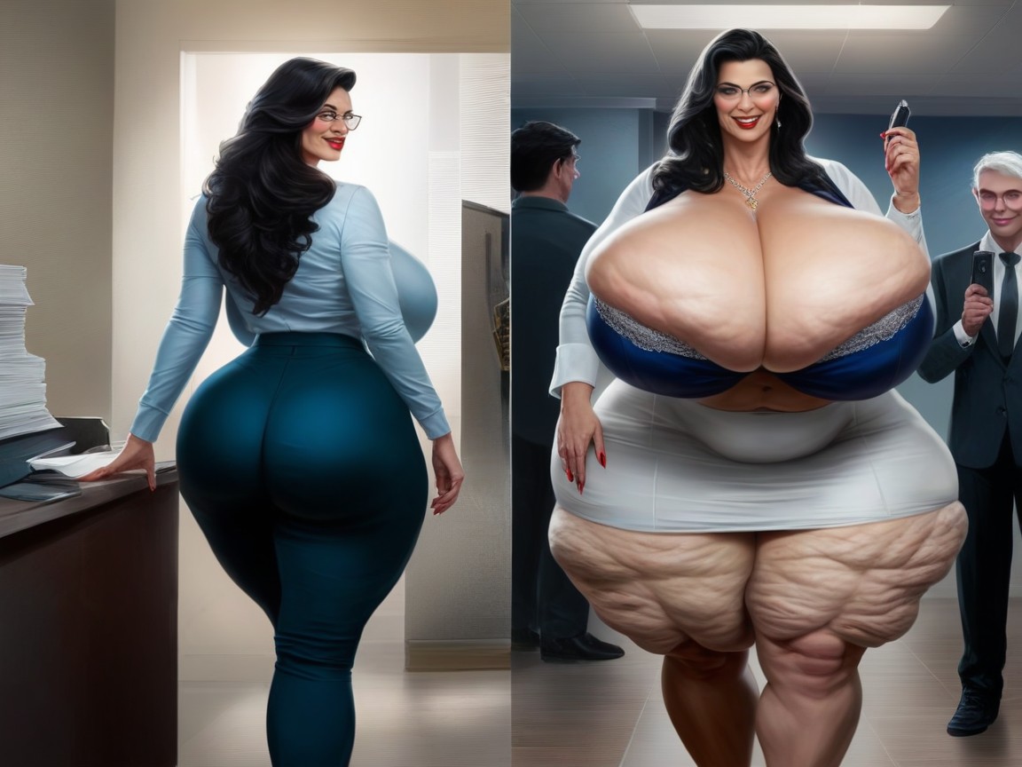 Wearing Glasses, Straight, Extremely Wide Hips AI Porn
