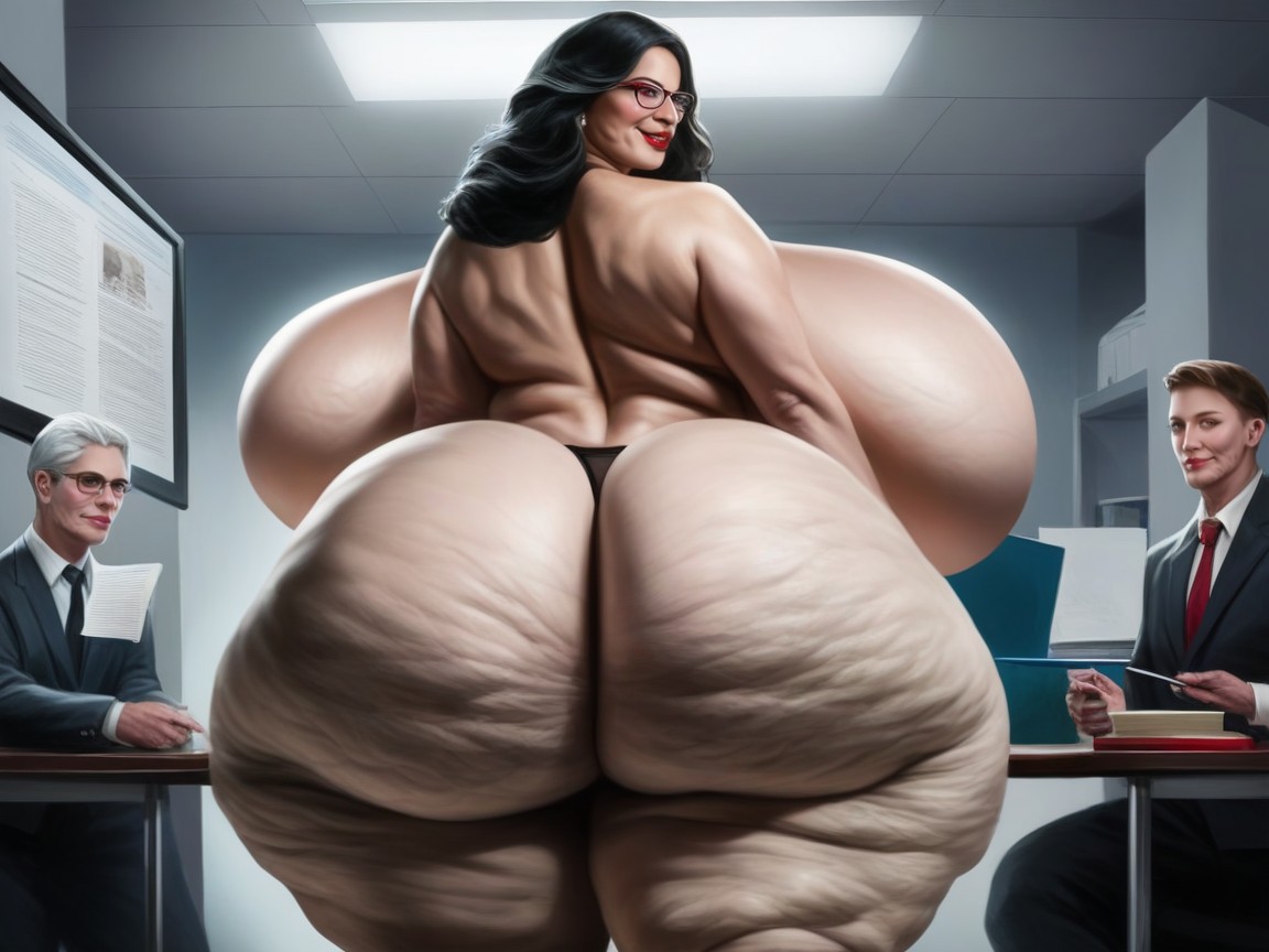 Massive Cellulite Fake Ass, Lady In Office, Monster Fake Butt AI Porn