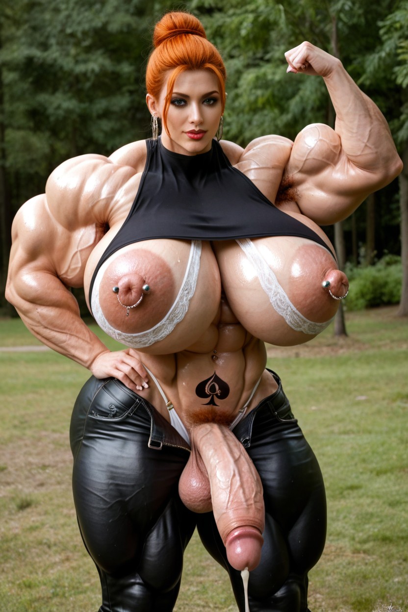 Hyper Ultra Massive Cumshot, Female Bodybuilder, Leather Pants 人妖AI黃片