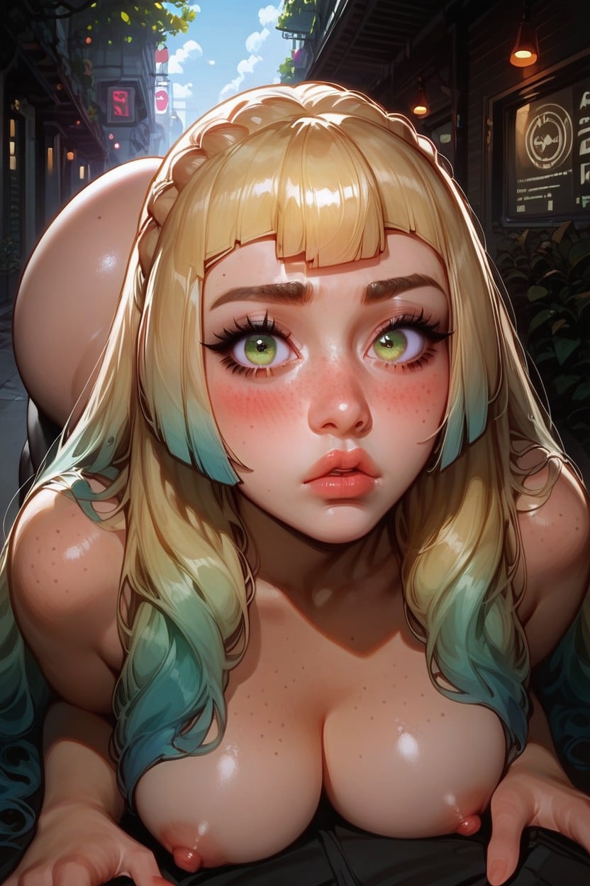 Blushing, Gradient Hair, Lillie Porno IA