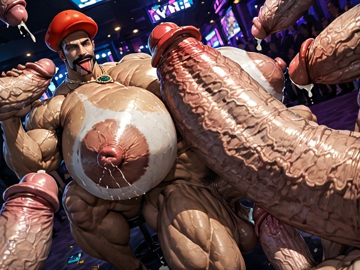 Huge Hyper Nipples, Front View, Man Men Only AI Gay Porn