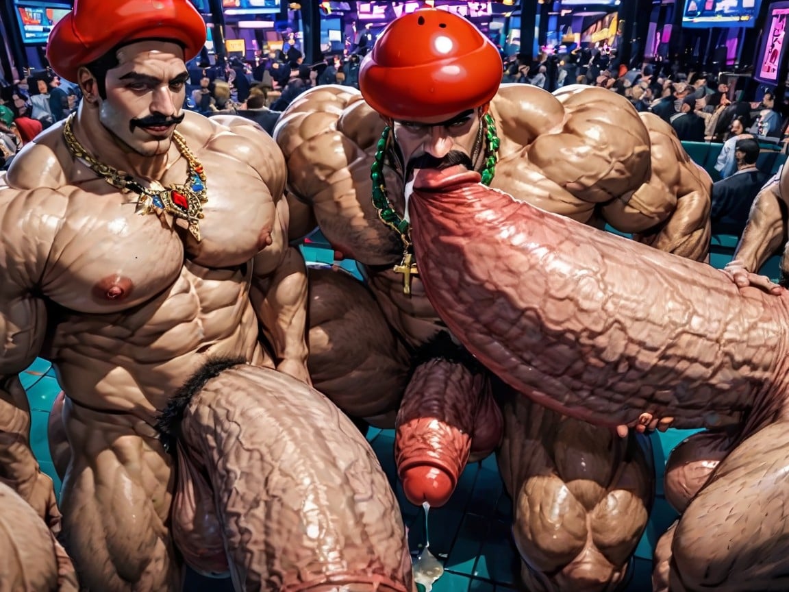 Tongue Out, Arms Behind Back, Top Down AI Gay Porn